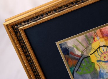 Barevné rámování a paspartování dětského obrazu - detail paspart