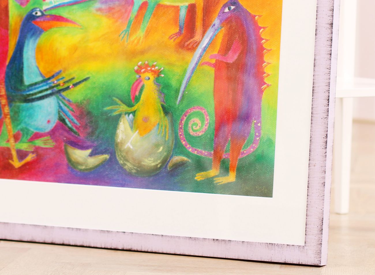  Dětský pastel na papíře ve fialovém rámu | © Frameit.cz