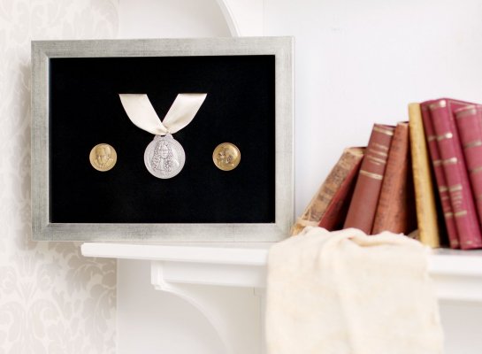 Čestné medaile v hlubokém stříbrném rámu s 3D efektem