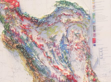 Pohled na výřez z gelogické mapy Iránu