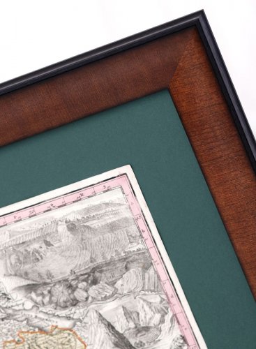 Rámování historické mapy Švýcarska s muzejní paspartou a muzeálním sklem s UV filtrem