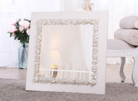 Luxusní zakázkové svatební zrcadlo se stříbrným květinovým ornamentem