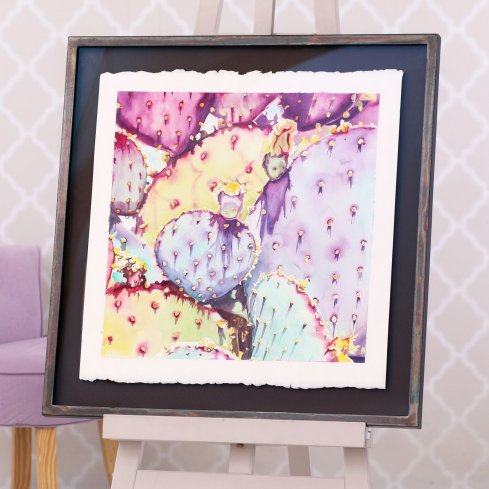 Současné umění - obraz od Evy Fajčíkové v luxusním tenkém zakázkovém rámu s efektem opalizujícího kovu 