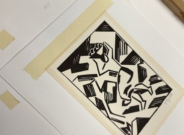 Detail rámování Josef Váchal Mír Neděl se zelenou muzeální paspartou