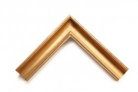 Vzorek luxusního zakázkového rámu na obrazy v patinovaném zlatě s elegntním dekorem perliček